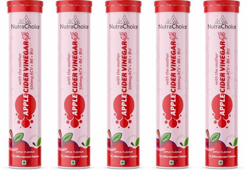 NutraChoice Apple Cider Vinegar for Weight Loss with Mother -75 Effervescent Tablets  (5 x 15 Tablets)