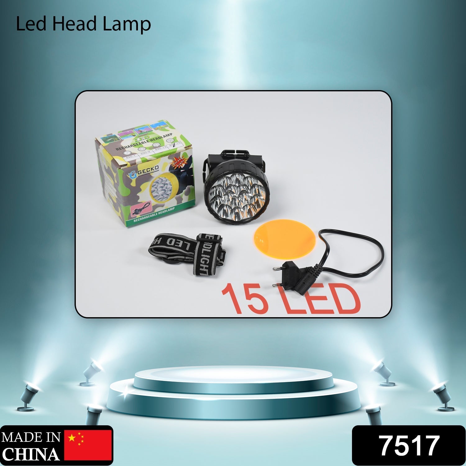 Head Lamp 15 Led Long Range Rechargeable Lamp Use For Camping, Hiking - Springkart 