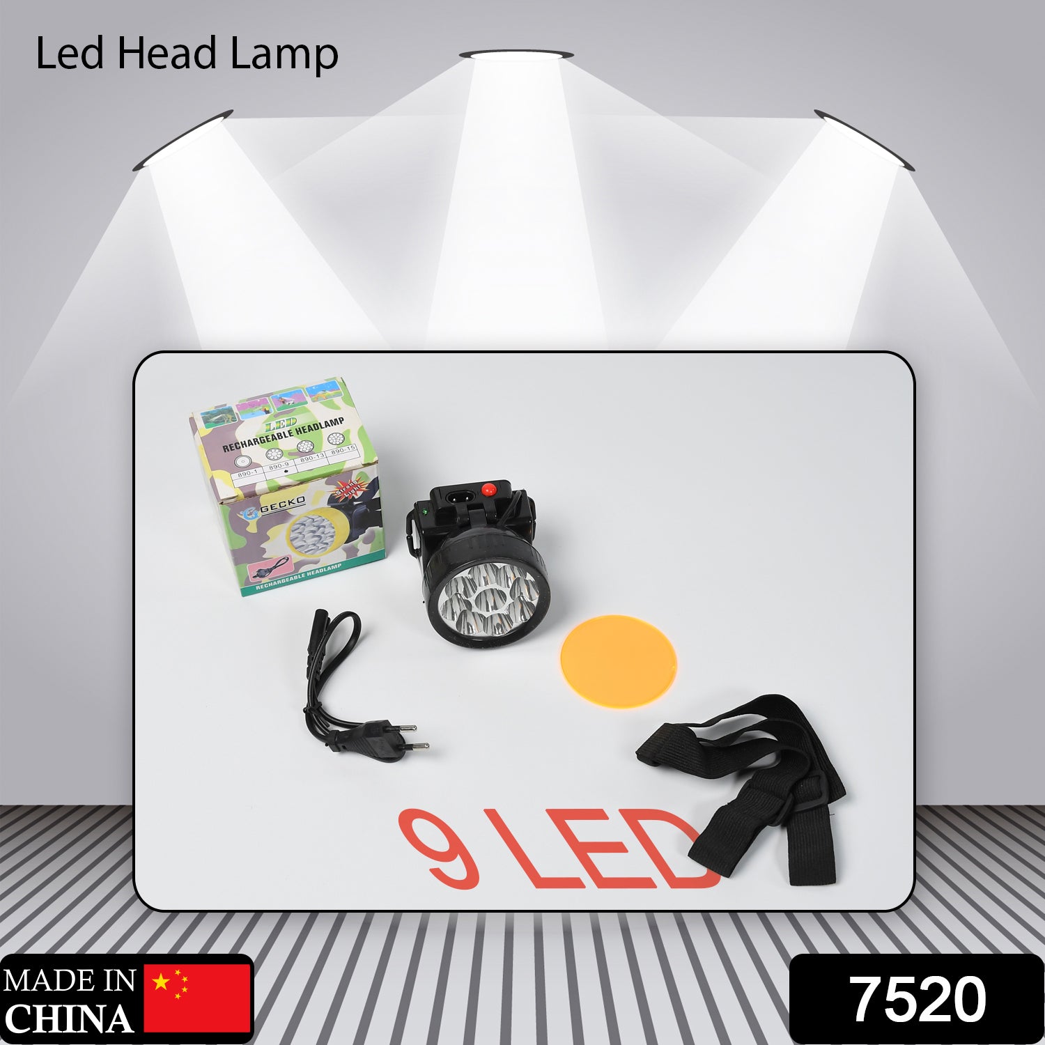 Head Lamp 9 Led Long Range Rechargeable Lamp Use For Farmers, Fishing - Springkart 
