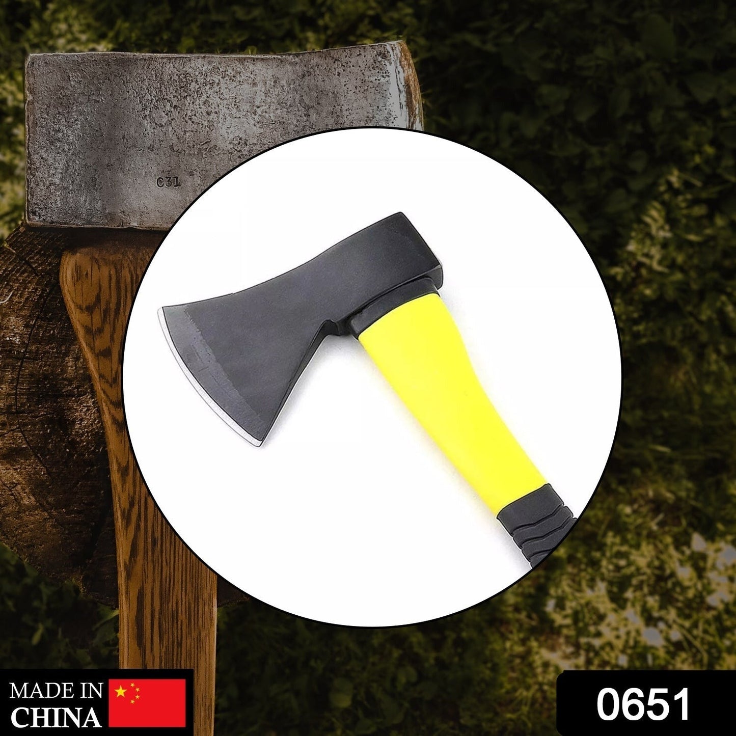 Fiberglas's Body Rubberised Handle Wood Cutting Axe - Springkart 