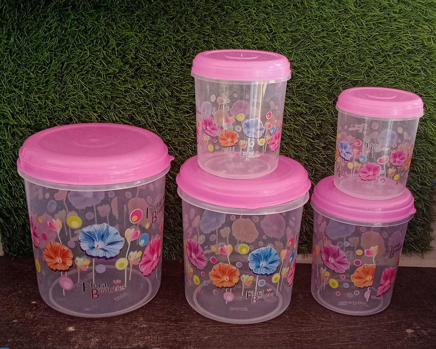 Plastic Transparent Container Air Tight Dabba Set (3000ml, 2000ml, 1000ml, 750ml, 500ml) - Springkart 