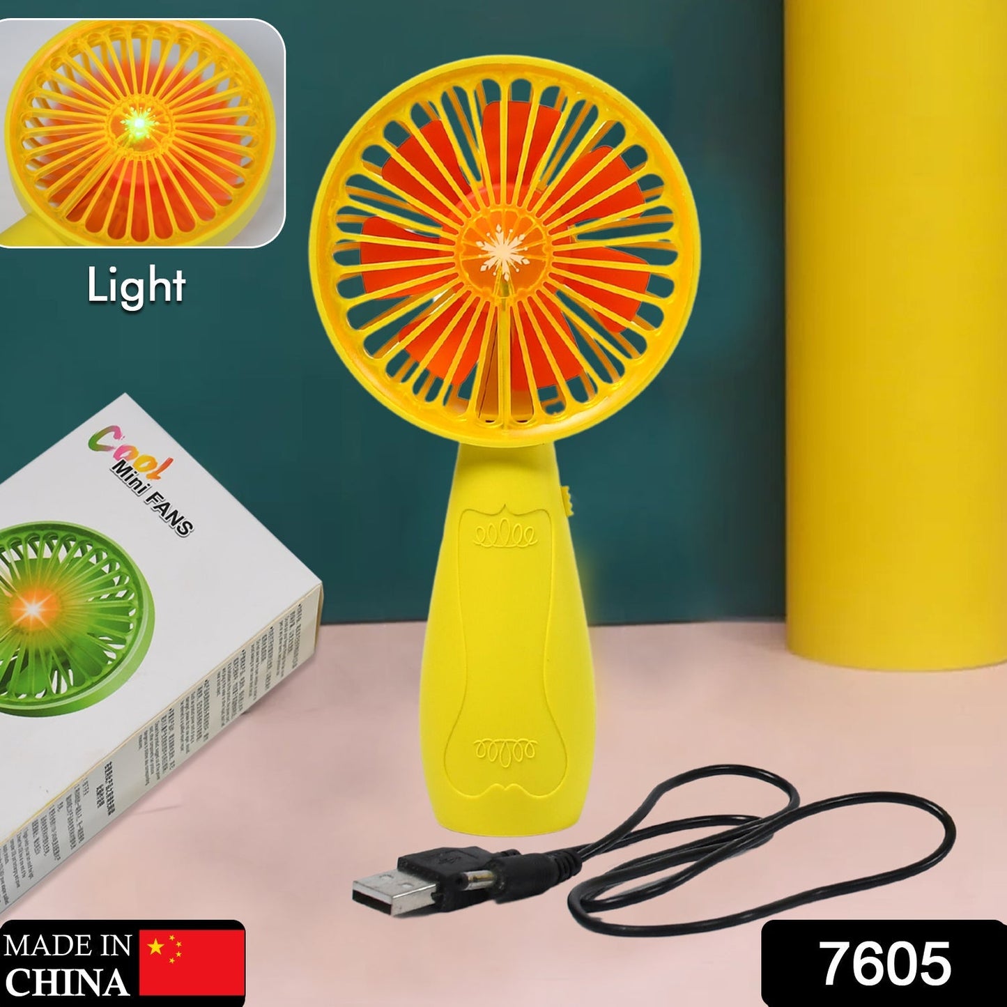 Foldable Handy Light Fans Rechargeable Handheld Mini Fan Electric Personal Fans Hand Bar Desktop Fan (Battery Not Include) - Springkart 
