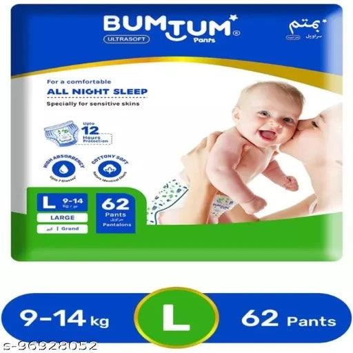 Baby Diaper Pants with Double Leakage Protection - 9 to 14 Kg (62 Count, Large) - Springkart 