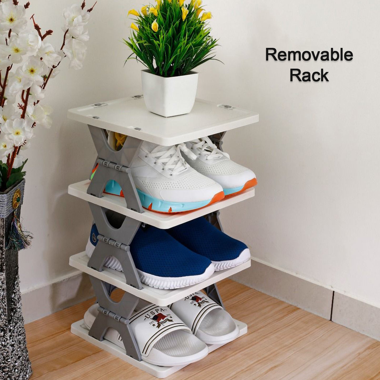 Smart Shoe Rack With 6 Layer Shoes Stand Multifunctional Entryway Foldable Collapsible Door Shoe Rack Free Standing Heavy Duty Plastic Shoe Shelf Storage Organizer Narrow Footwear Home - Springkart 