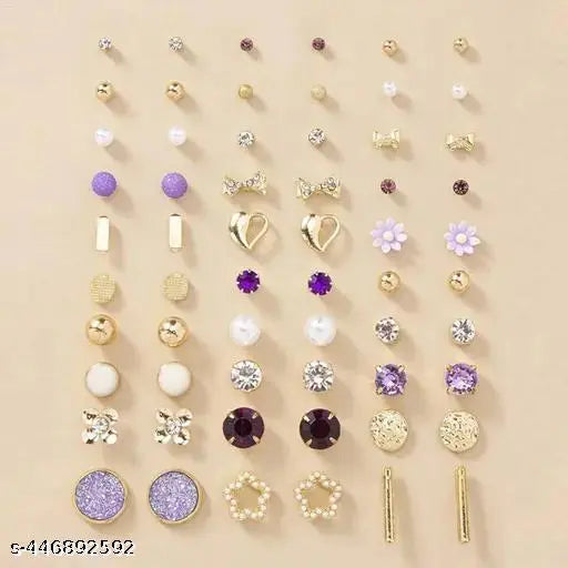 Jewellery For Women Gold Plated Multicolor Studs Combo of 30 Quirky Pairs