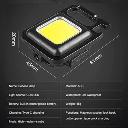 Mini LED COB Flashlight, Keychain Light, 500 Lumen Rechargeable Flashlights, 4 Light Modes Portable Pocket Light with Folding Bracket Bottle Opener for Camping Emergency Fishing - Springkart 