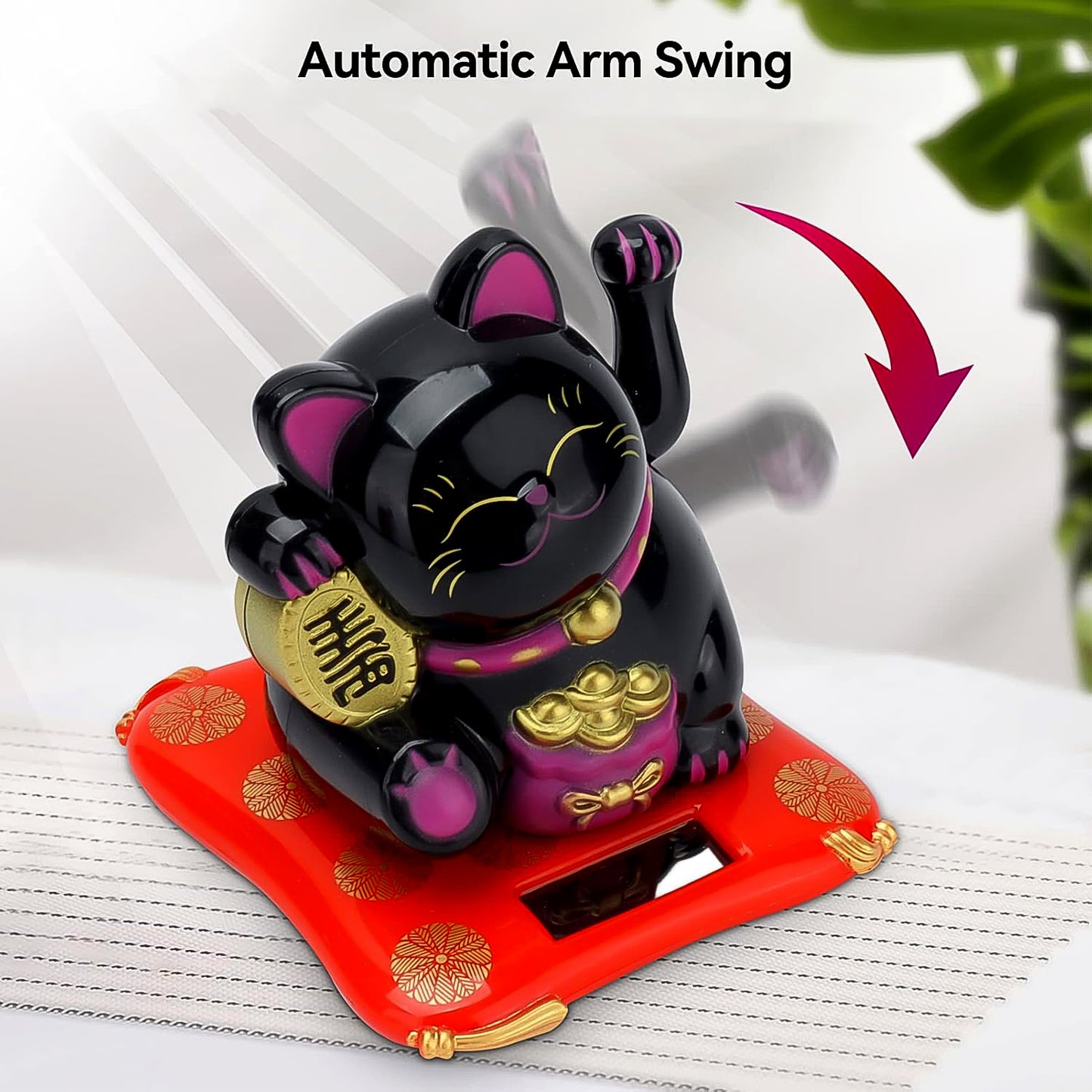 Solar Powered Happy Cat Beautiful With Arm Waves Wealth Cat (1 Pc Mix Color) - Springkart 