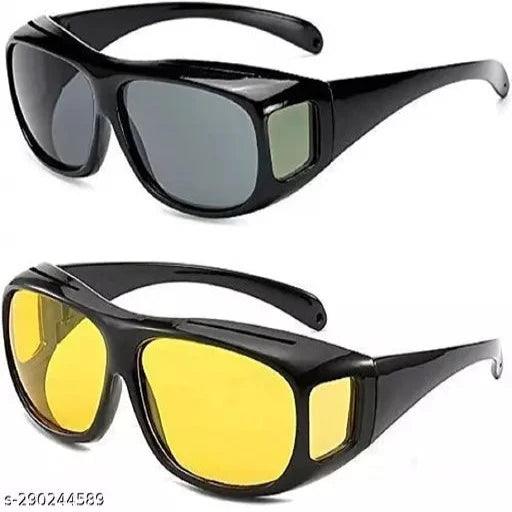 HD Vision Glasses for Men Women Anti Glare 100% UV Protected (Pack of 2)UV PRotection - Springkart 