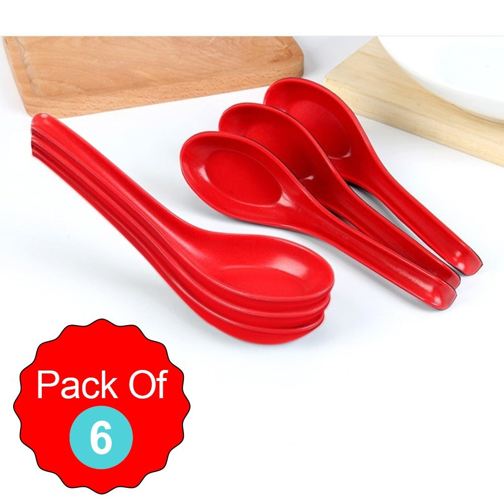 Microwave Safe, Unbreakable, Colorful Soup / Dessert Spoons, Food Grade Set of 6 Pcs, - Springkart 