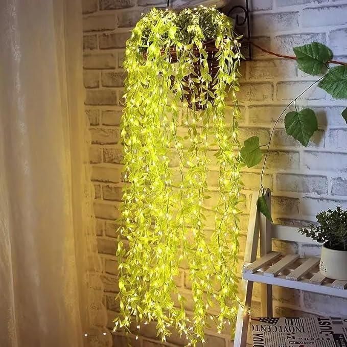 Green Leaf Artificial Curtain LED String Light, 200 LEDs, 8 Modes, Remote Control - Springkart 