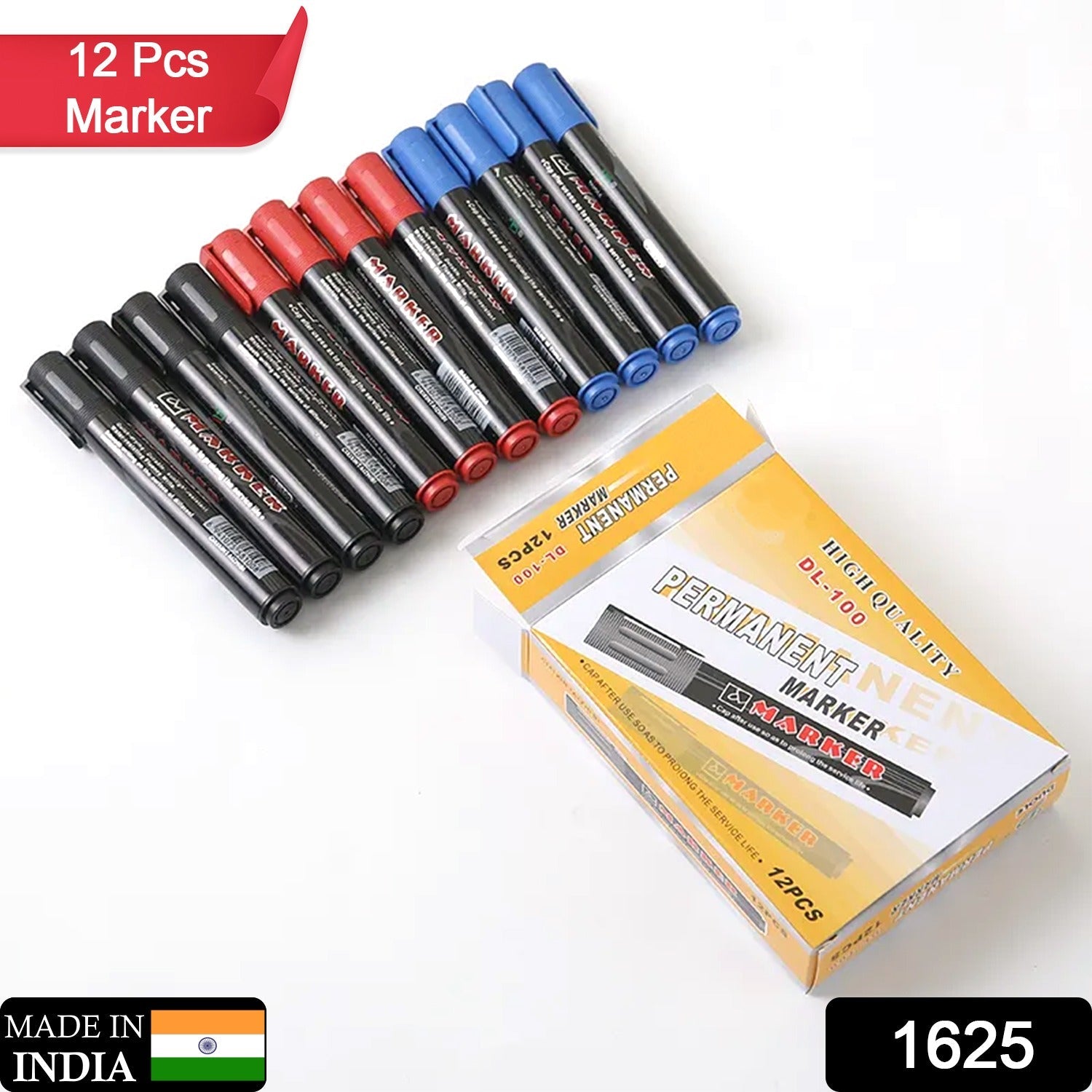 Black Permanent Marker Leak Proof Marker Craftworks, School Projects and Other | Suitable for Office and Home Use (Pack Of 12 Pc) - Springkart 