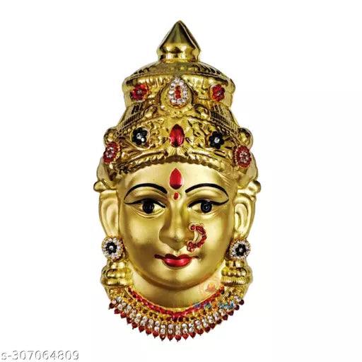 Decorative Gold Matte Face - Brass Ammavari Face - Varalaxmi face - Lakshmi face - Amman Face - Laxmi Mukhota - Springkart 