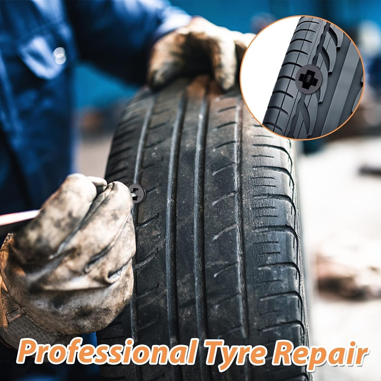 Tire Repair Rubber Nail Car Tire Repair Nails Tire Repair Rubber Screws Black (10 Pcs Set) - Springkart 