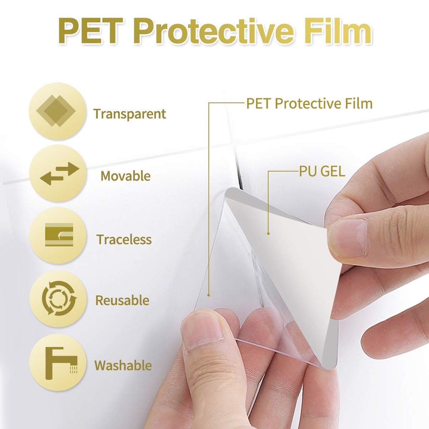 New Double Side Tape Sticker Strong Waterproof Wall Indoor Nano Adhesive No Trace Gel Clear Industrial Multipurpose Removable Use for Bedroom, Home, Kitchen, Hotel (0.6mmx1pc) - Springkart 