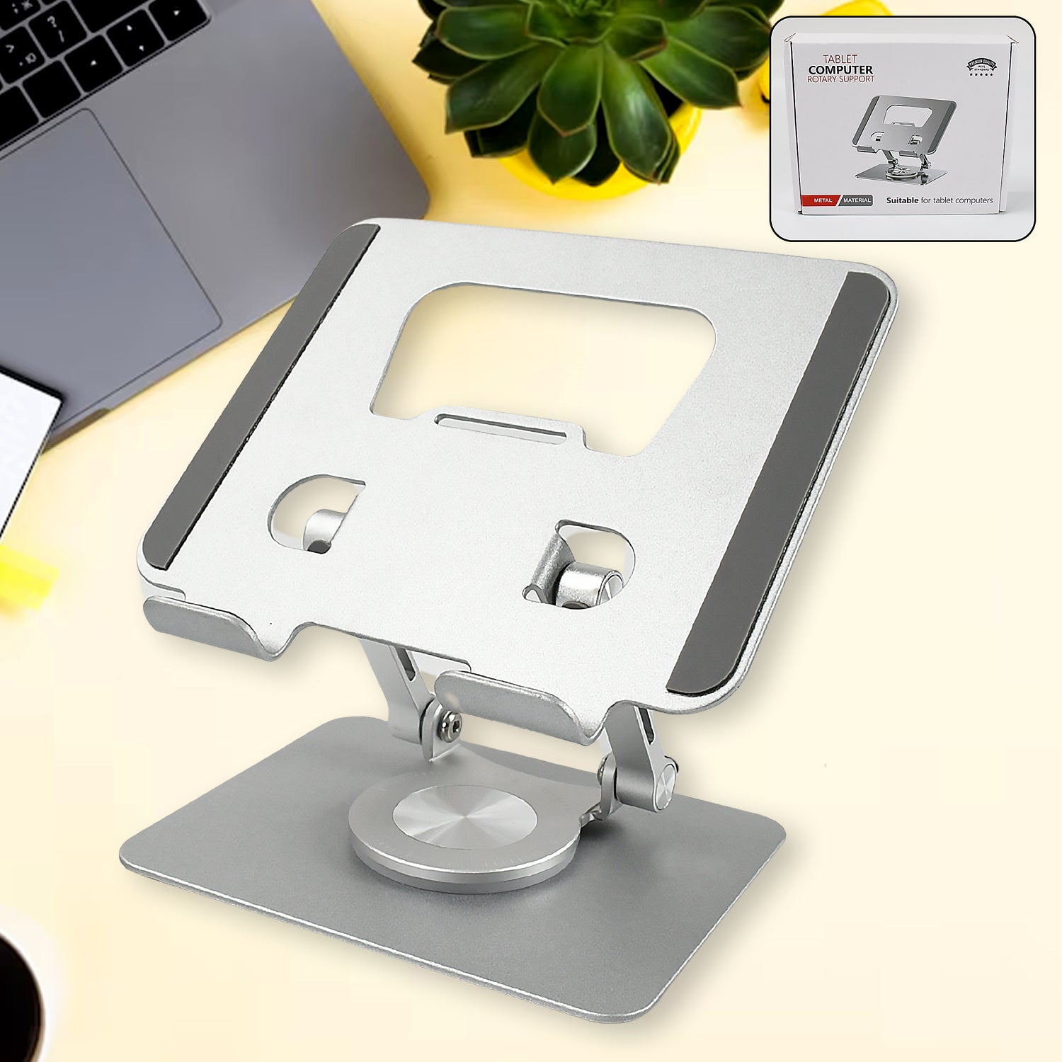 Aluminum Alloy 360°Rotating Bracket, Adjustable Tablet Stand, Portable Foldable Ergonomic Tablet Support - Springkart 