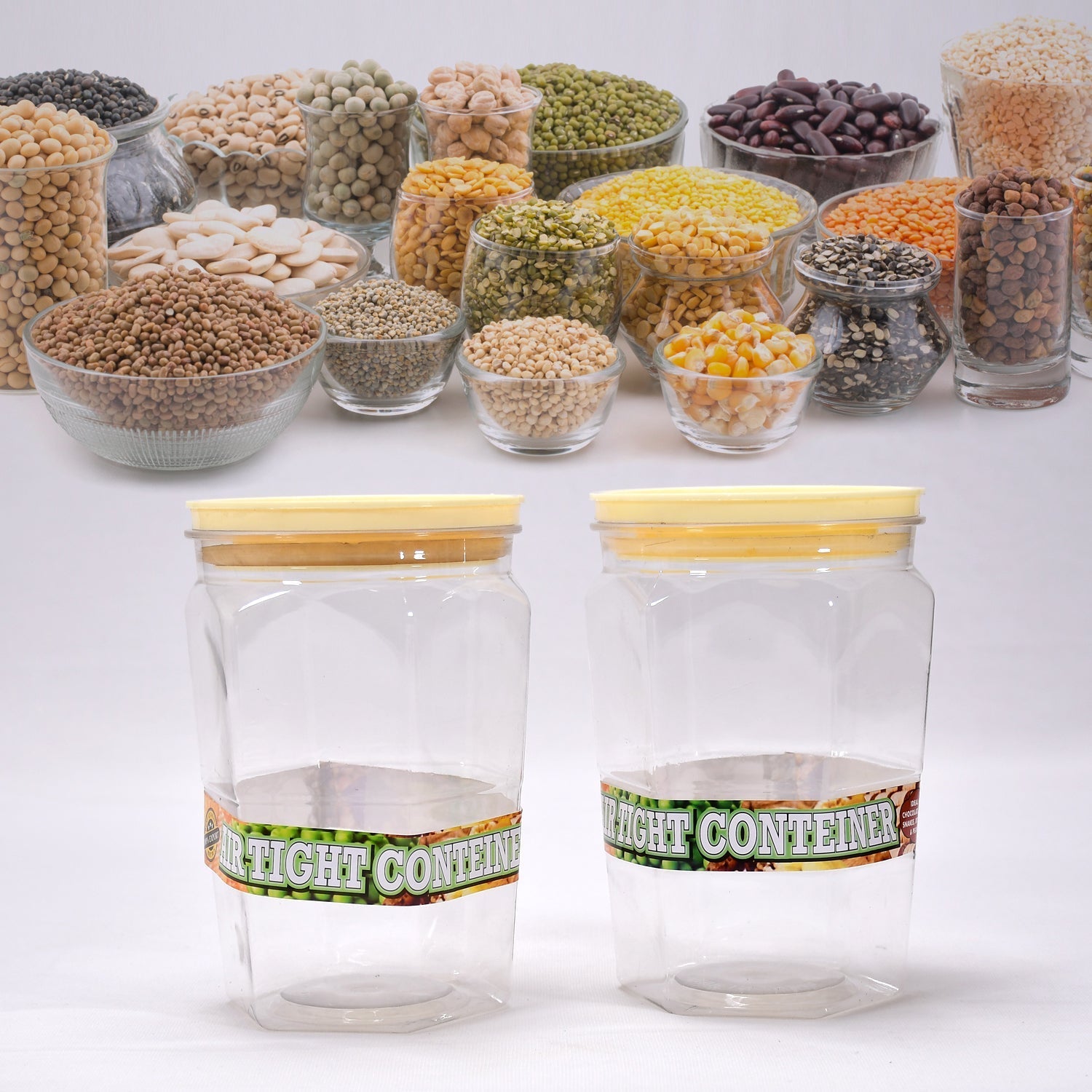 Air Tight Kitchen Storage Container for Rice | Dal | Atta, BPA-Free, Flour | Cereals | Snacks | Stackable | Modular, Round. (Approx - 1100Ml, Set of 2pcs) - Springkart 
