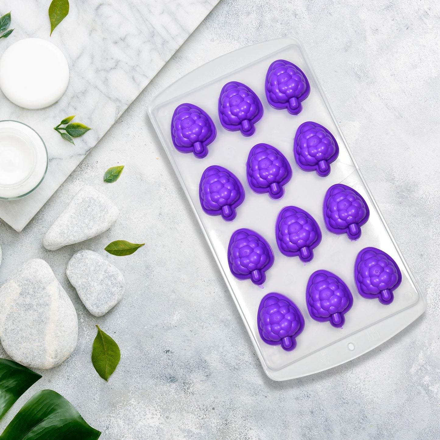 Mix design Ice Trays with Lid for Freezer with Easy to Release Flexible Silicone shape ice cavity. - Springkart 