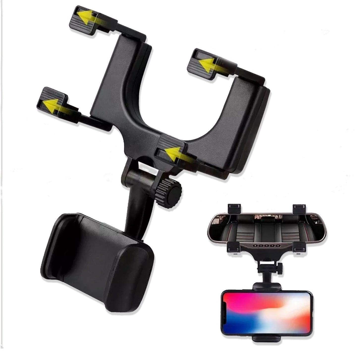 Rear View Mobile Holder Universal Vehicle Rear View Mirror Mobile phone Mount Stand - Springkart 