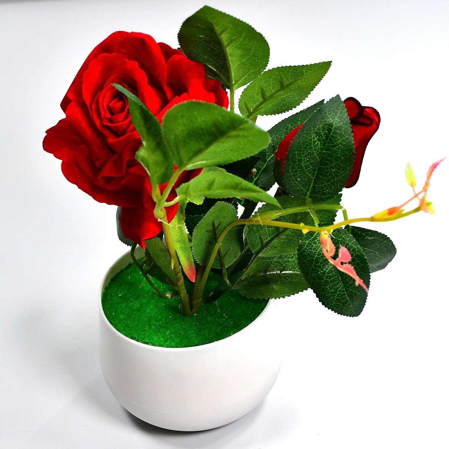 Artificial Rose Flower Plant With Pot, For Home Office Or Gift - Springkart 