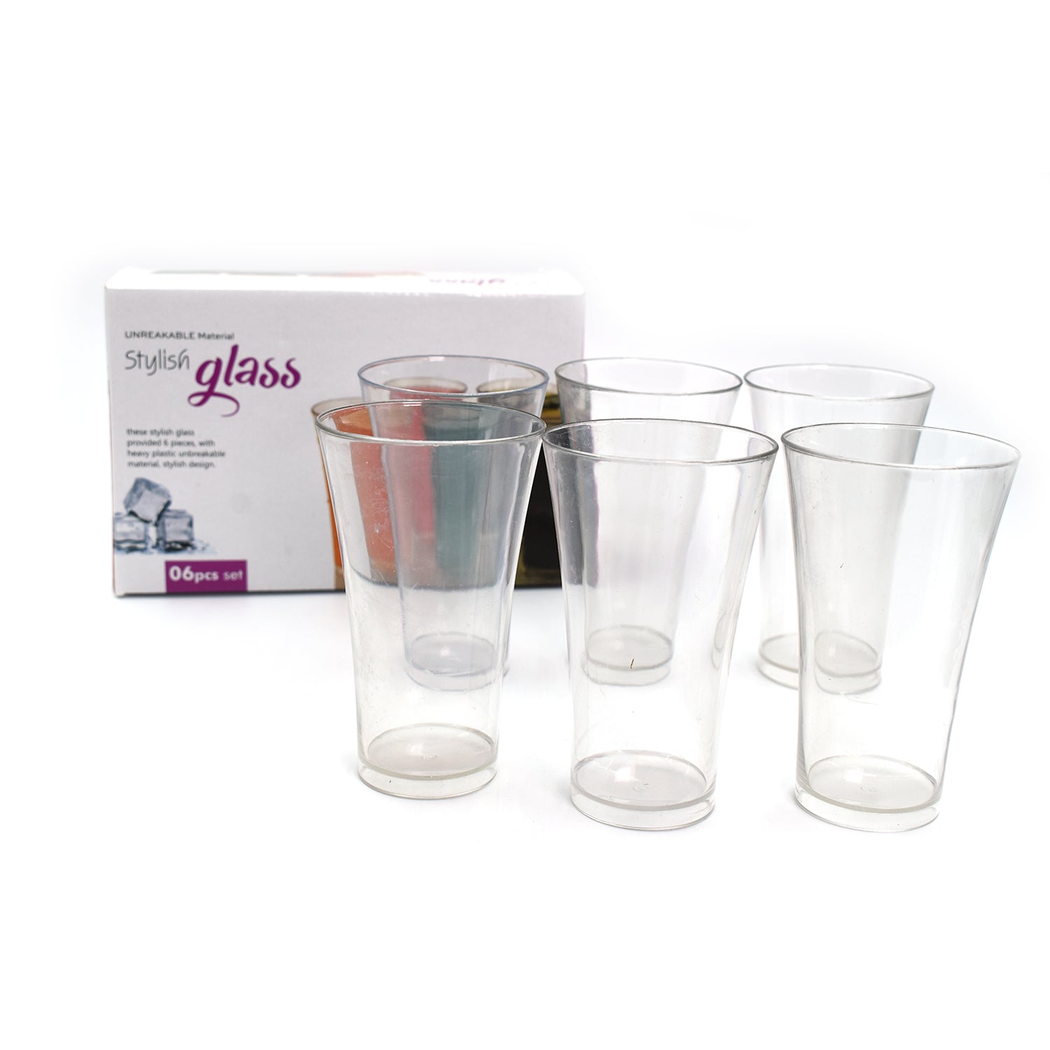 Drinking Glass Juice Glass Water Glass Set of 6 Transparent Glass - Springkart 