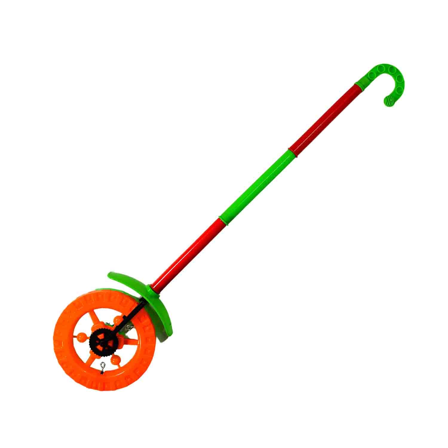 Plastic Single Wheel Push Run toy with handle and two lights on wheel. push toy for Kids. - Springkart 