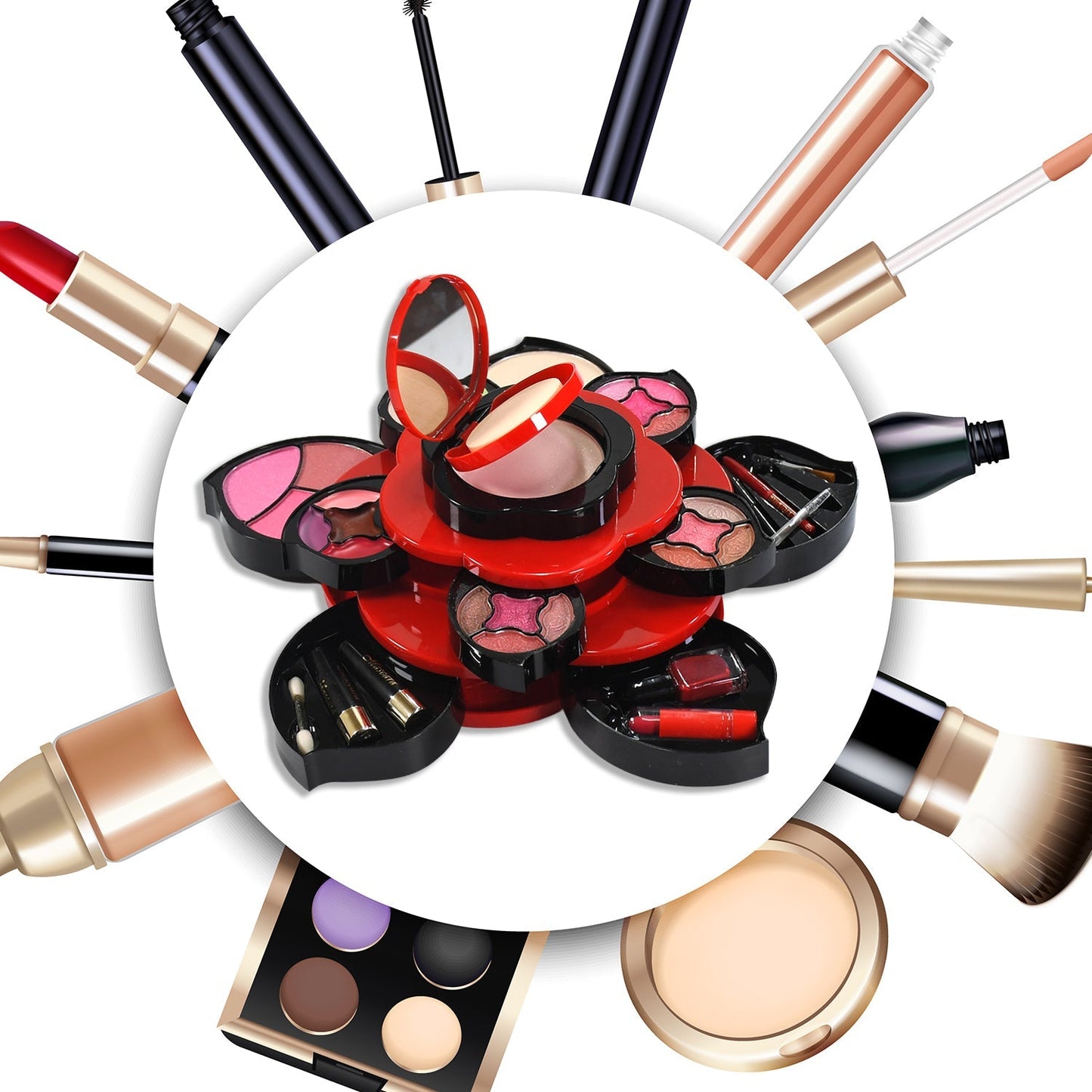 All in One Makeup Kit for Teens Flower Palette for Girls 3 Tier Cosplay - Springkart 