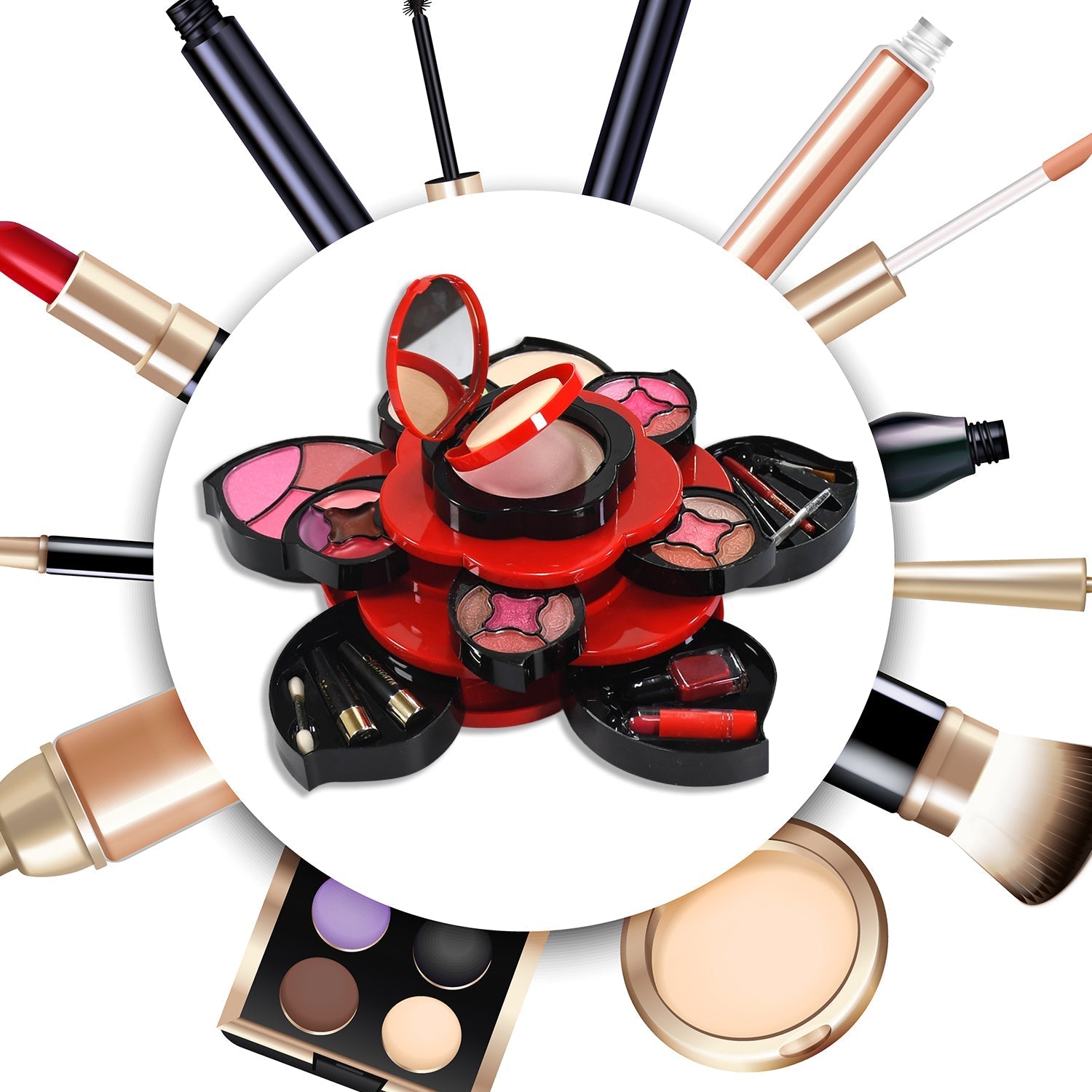 All in One Makeup Kit for Teens Flower Palette for Girls 3 Tier Cosplay - Springkart 