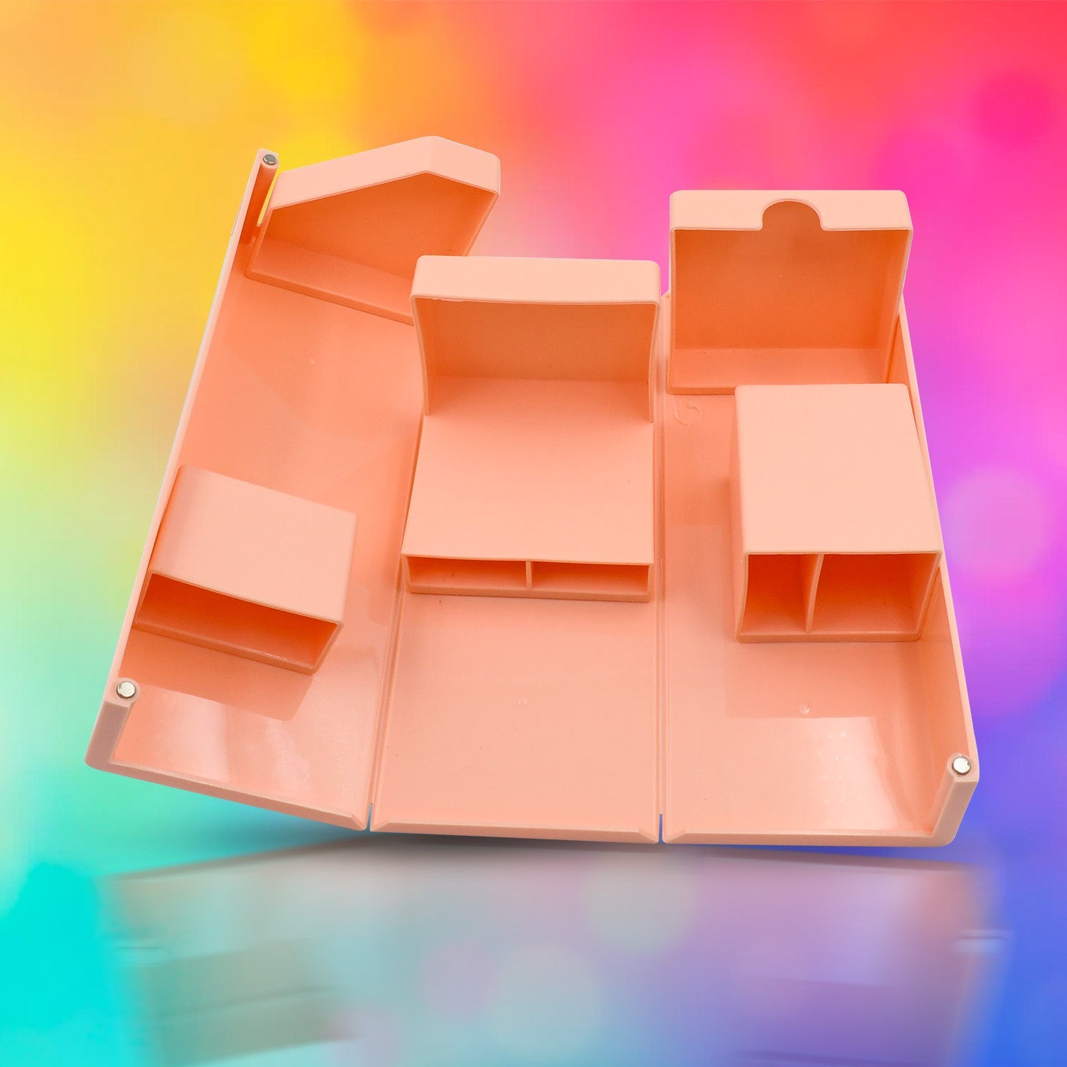 Multi-Purpose Pen Holder, Foldable Magnetic Kawaii Desk Pen Holder Pencil Makeup Storage Box Desktop Organizer Stand Case School Office Stationery - Springkart 
