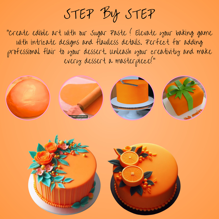 Fluorescent Orange Fondant | Edible Sugarpaste 250 Gm