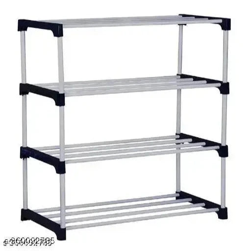 Plastic Folding Stand Blk 4 Self/Trending Shoe Rack