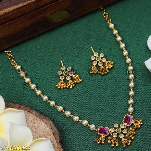 jewellery,choker,necklace,jewellery set,indian wedding jewellery set,Maangalyam/Murukku,south,indian,maharastrian,highquality set for women girls - Springkart 