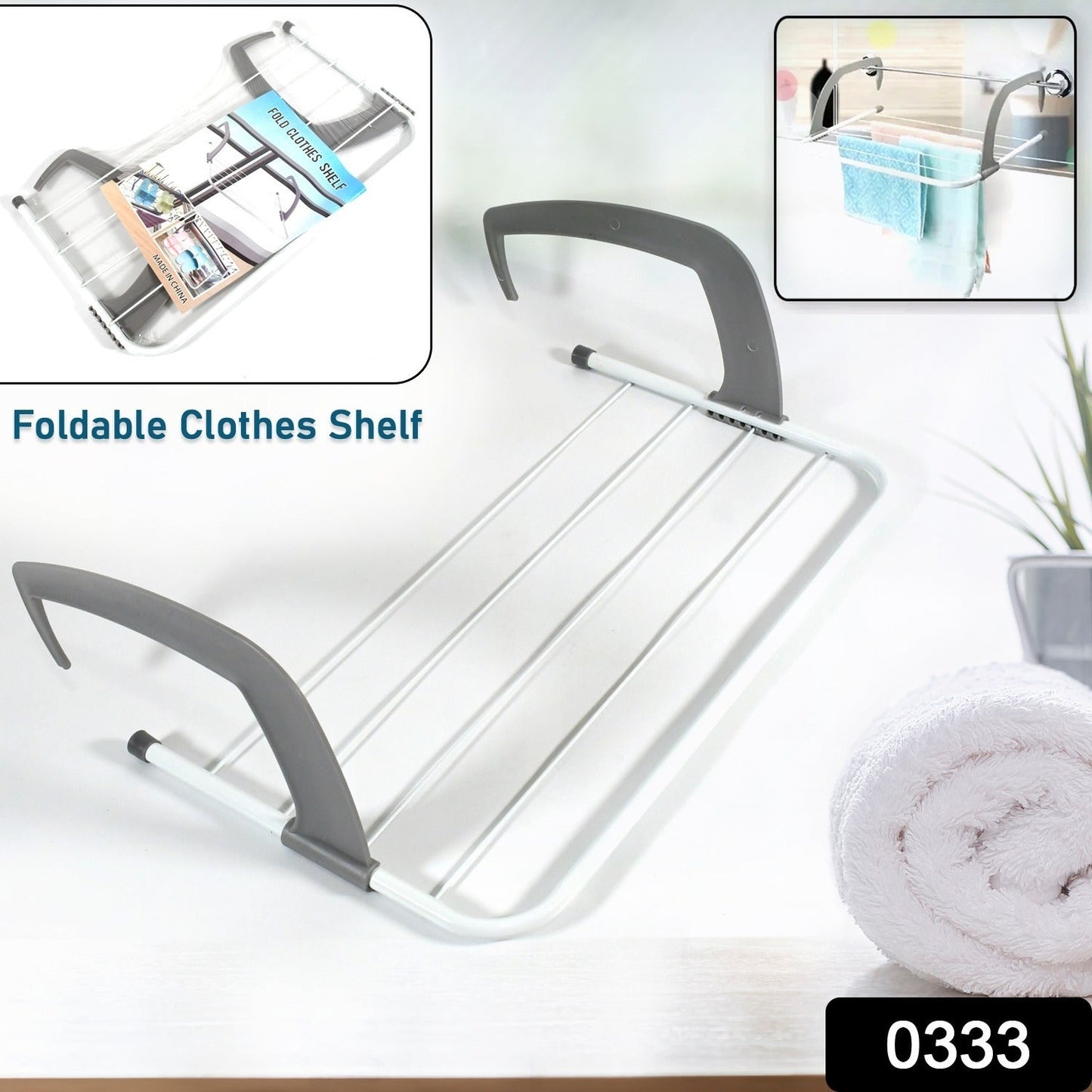 Metal Steel Folding Drying Rack for Clothes Balcony Laundry Hanger for Small Clothes Drying Hanger Metal Clothes Drying Stand, Socks and Plant Storage Holder Outdoor / Indoor Clothes-Towel Drying Rack Hanging on The Door Bathroom - Springkart 