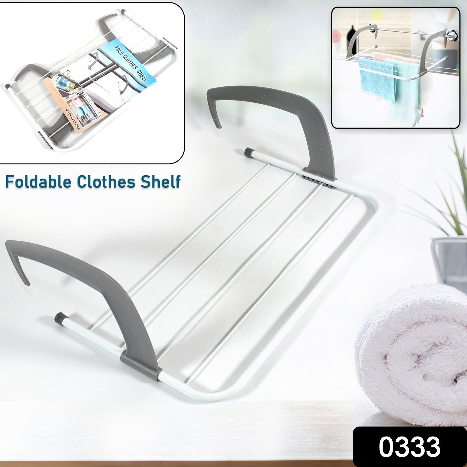 Metal Steel Folding Drying Rack for Clothes Balcony Laundry Hanger for Small Clothes Drying Hanger Metal Clothes Drying Stand, Socks and Plant Storage Holder Outdoor / Indoor Clothes-Towel Drying Rack Hanging on The Door Bathroom - Springkart 