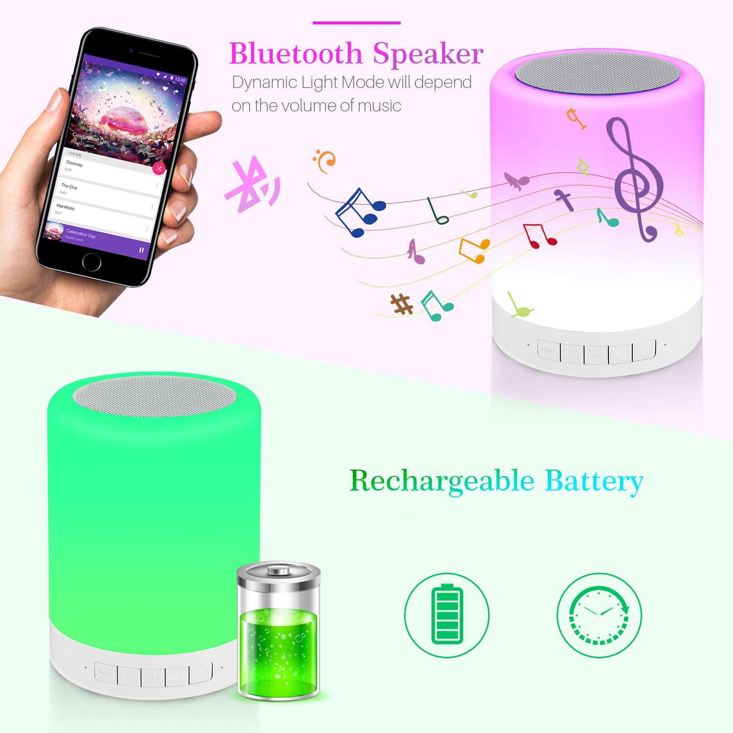 6249 Wireless Night Light Led Touch Lamp Speaker - Springkart 