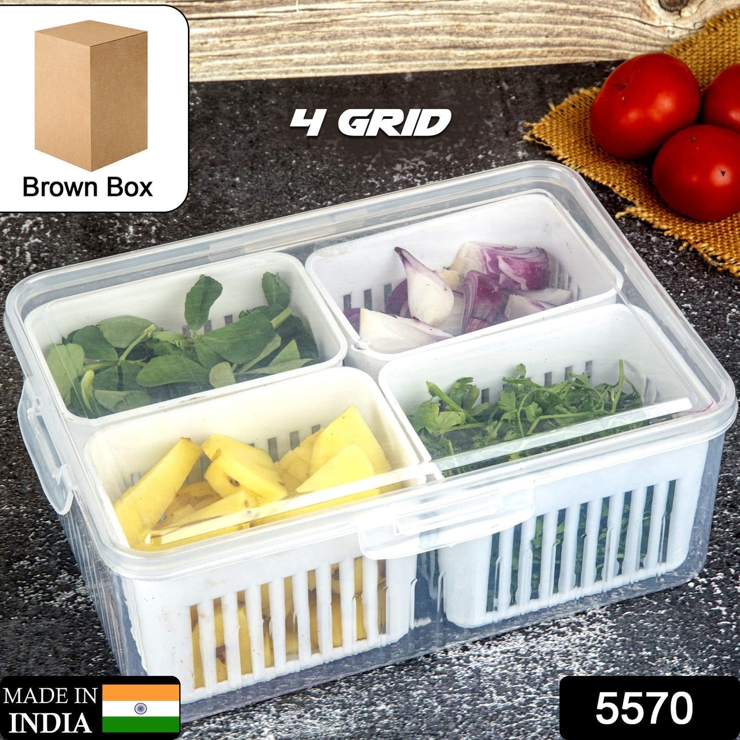 Fridge Storage Boxes Freezer Storage Containers, Container for Kitchen Storage Set, Storage in Kitchen, Vegetable Storage, Draining Crisper Refrigerator Food Box (1 Pc) - Springkart 
