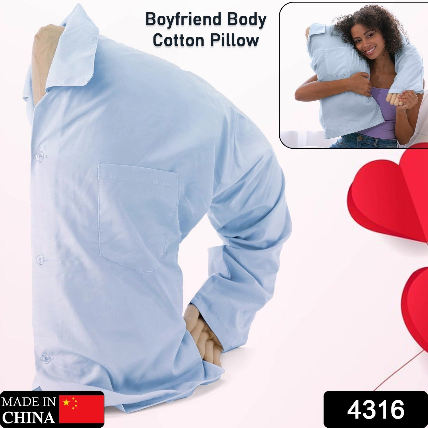 Boyfriend Body Cotton Pillow, Body Pillow Super Soft Boyfriend Pillow Intimate Romantic Bedroom Partner Fun and Unique Dress Up Gift Ideas Body Pillows (1 Pc ) - Springkart 