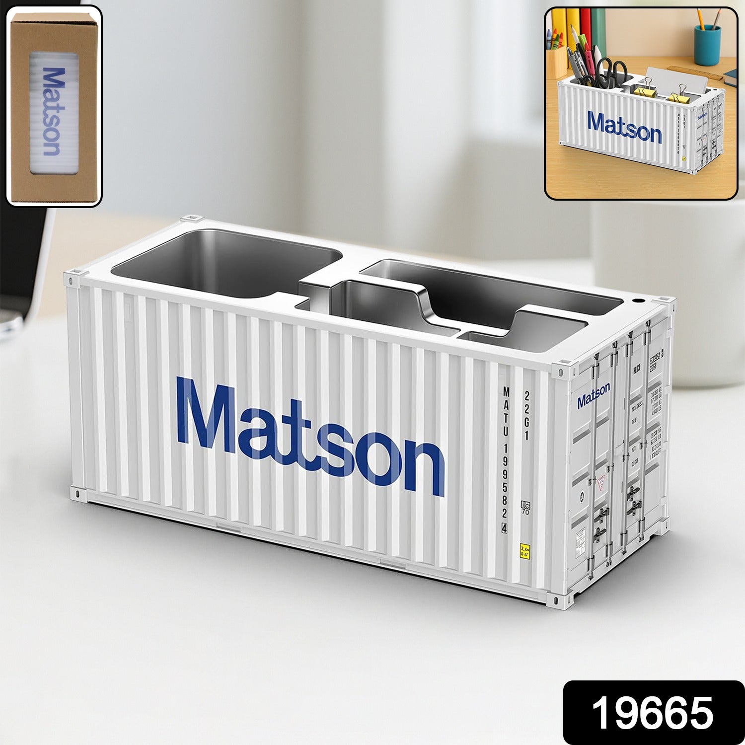 Container-style Multi-compartment Desk Organizer (1 Pc)