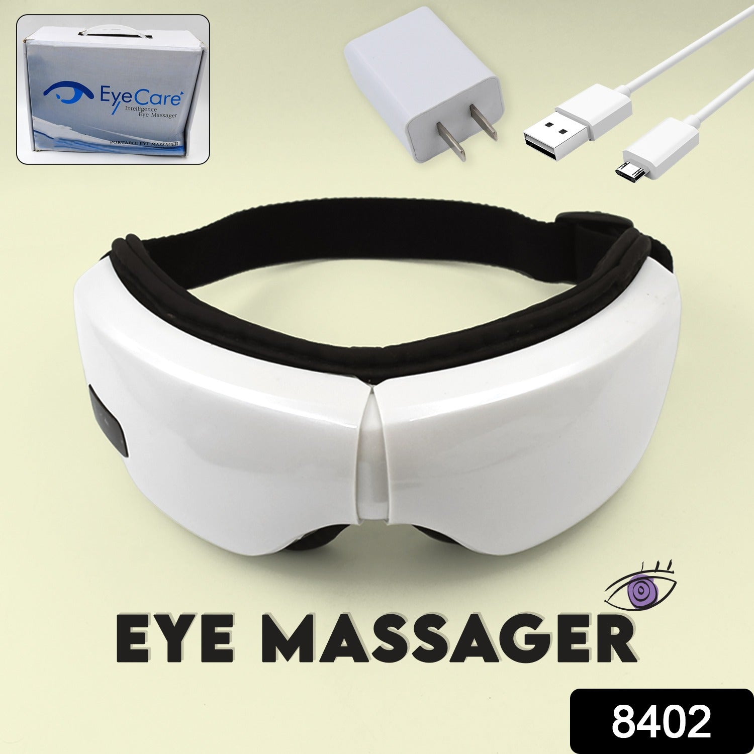 Electric Eye Massager with Adjustable Elastic Band (1 Pc) - Springkart 