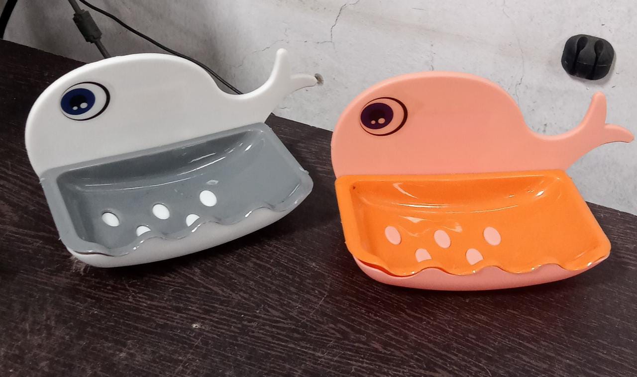 Fish Shape Double Layer Adhesive Waterproof Wall Mounted Soap Bar Holder Stand Rack for Bathroom Shower Wall Kitchen - Springkart 