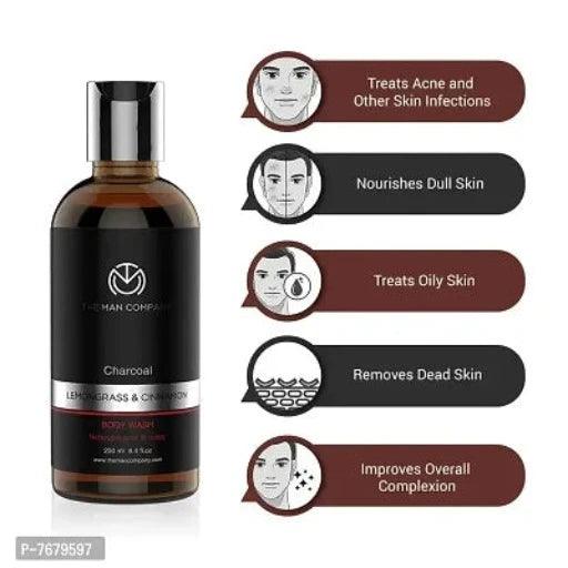 Charcoal Body Wash and Shampoo (BUY 1 GET 1 Free) with Lemongrass Cinnamon Body Wash 250ml, Peppermint Clove Shampoo 250ml | Deep Cleansing, Refreshing, Healthy Hairs