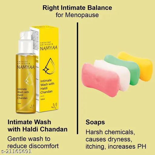 Namyaa Haldi Chandan Intimate Hygiene Wash | with Germ and Odour Protection | pH Balanced, 100g|Sensitive skin | Sulfate-free | Prevent infection | Private part ka kalapan dur krne ka intimate wash |Best intimate wash for Women