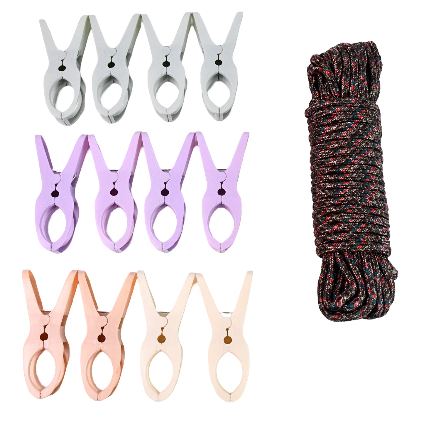 Cloth Drying Rope With Clips Convenient And Durable Hanging Solution (12 Pc) - Springkart 