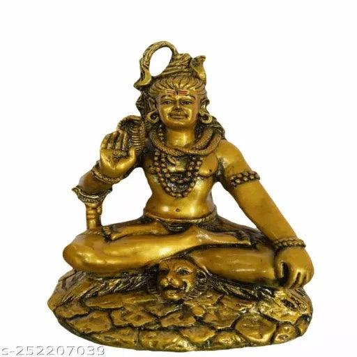 Lord Shiva Statue Idol for Pooja Room 18cm (Golden Colour) - Springkart 