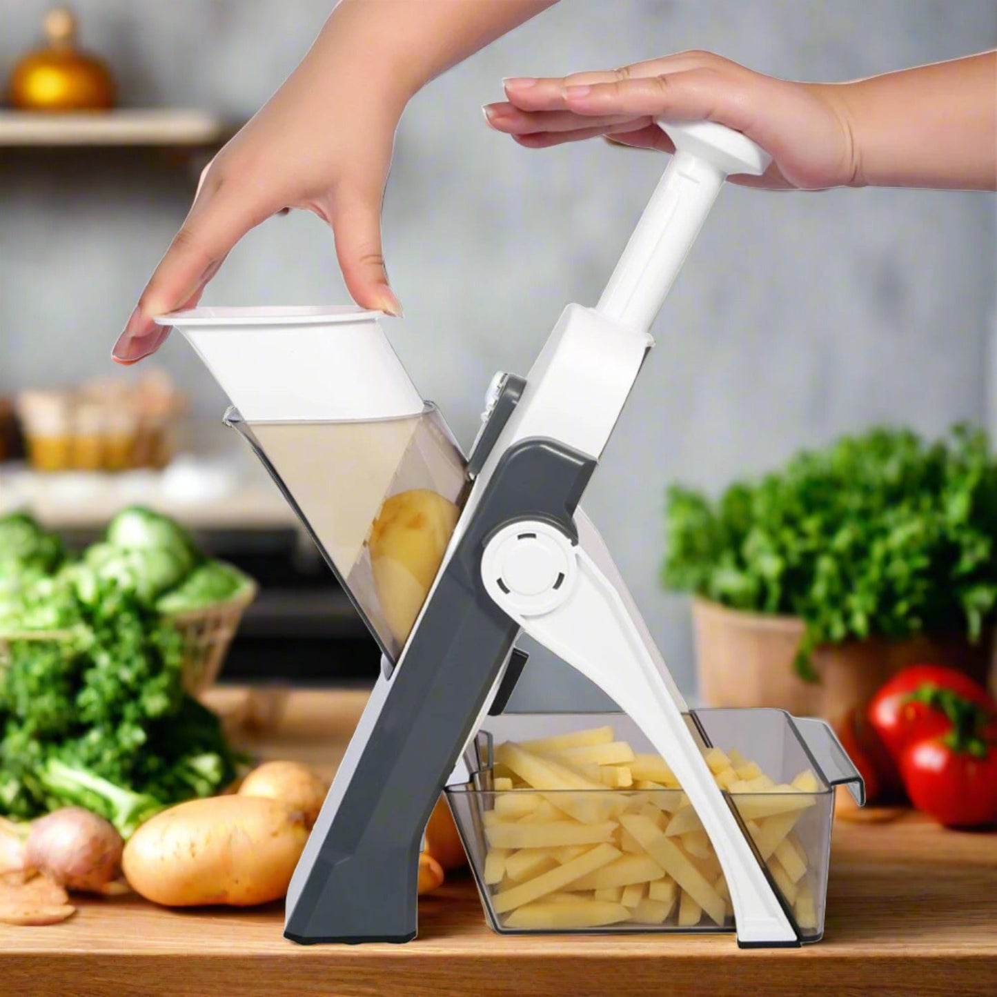 Multi functional Time Saving Adjustable Hand Press Vegetables Chopper - Springkart 