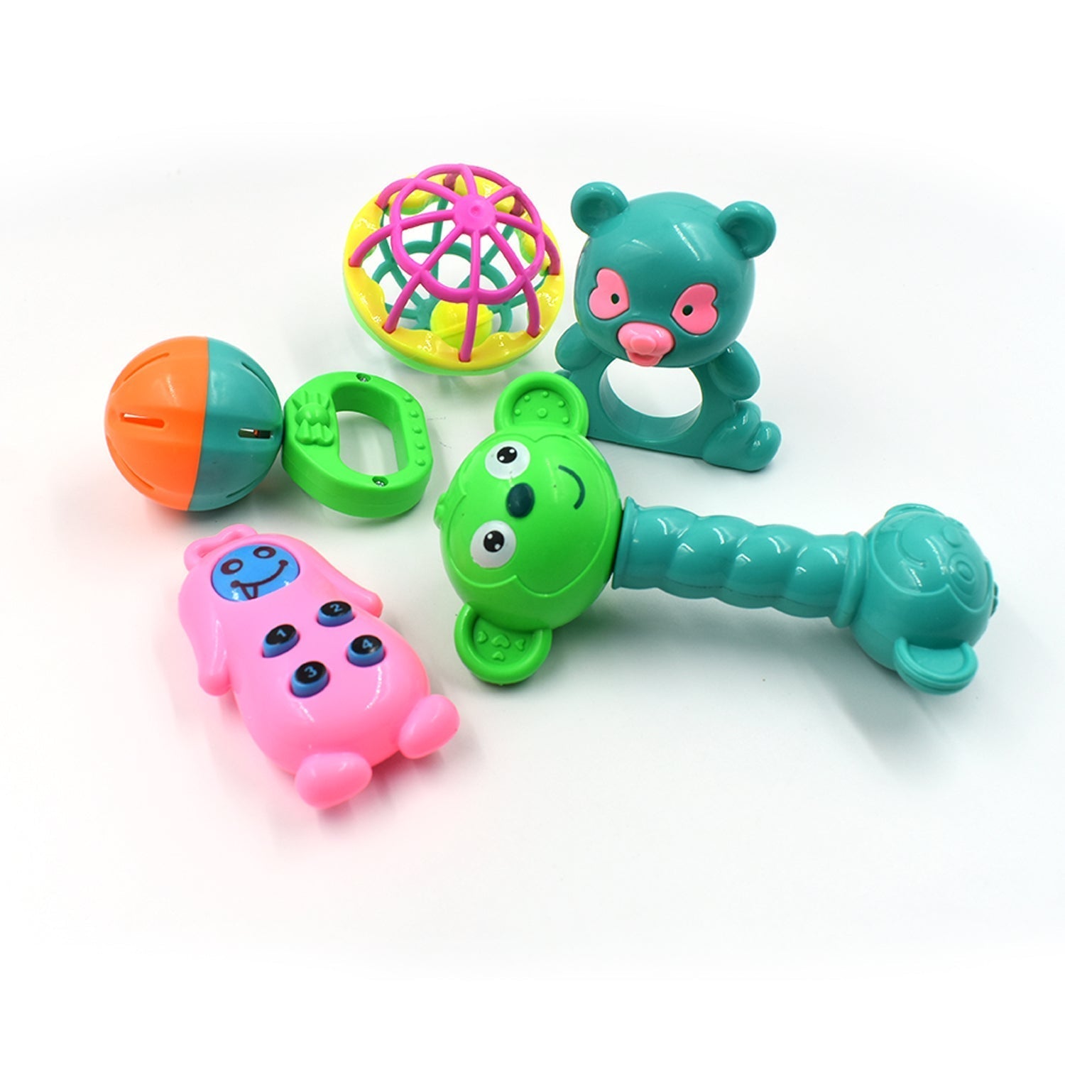 AT38 5Pc Rattles Baby Toy and game for kids and babies for playing and enjoying purposes. - Springkart 