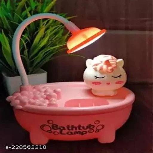 Jellify Peach Bathtub Kitty Shape LED Table Lamps with Mobile Stand and Sharpener Study Lamp - Springkart 