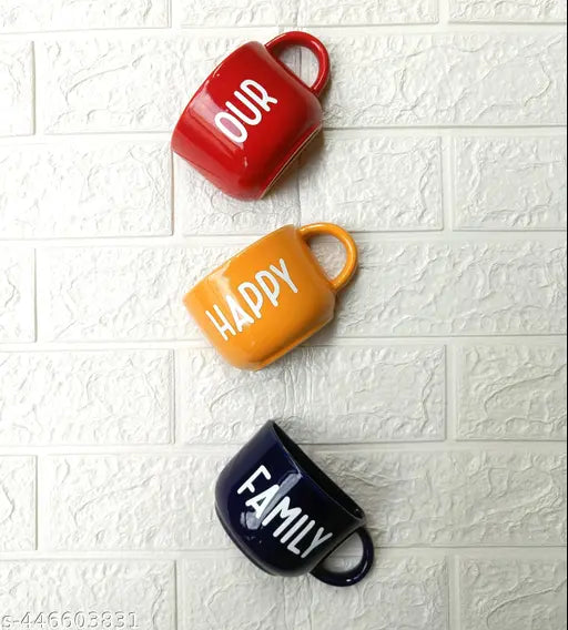 The Vintage Artefacts Ceramic Half Cup wall Planter set of three. Our Happy Family