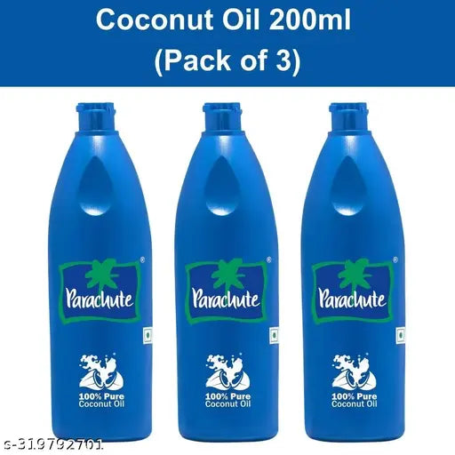 Parachute Coconut Hair Oil 200 ml Bottle - Pack of 3 - Springkart 