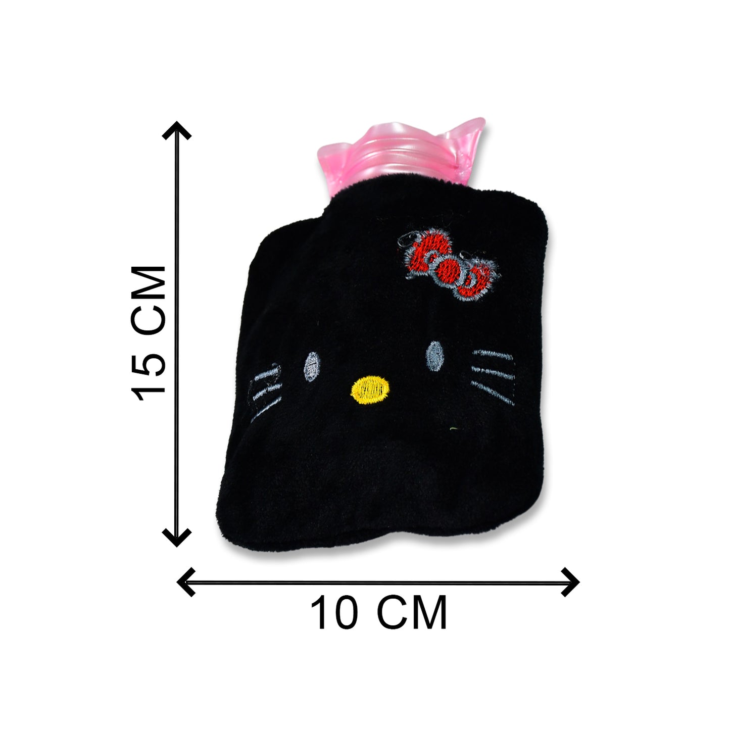 6513 Black Hello Kitty Small Hot Water Bag With Cover For Pain Relief Neck Shoulder Pain And Hand Feet Warmer Menstrual Cramps. - Springkart 