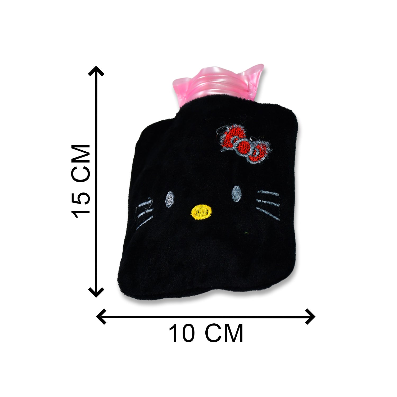 6513 Black Hello Kitty Small Hot Water Bag With Cover For Pain Relief Neck Shoulder Pain And Hand Feet Warmer Menstrual Cramps. - Springkart 